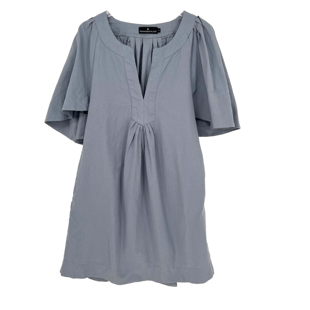 Pomander Place Dress Womens M Finley Flutter Sleeve Blue Peasant Tuckernuck